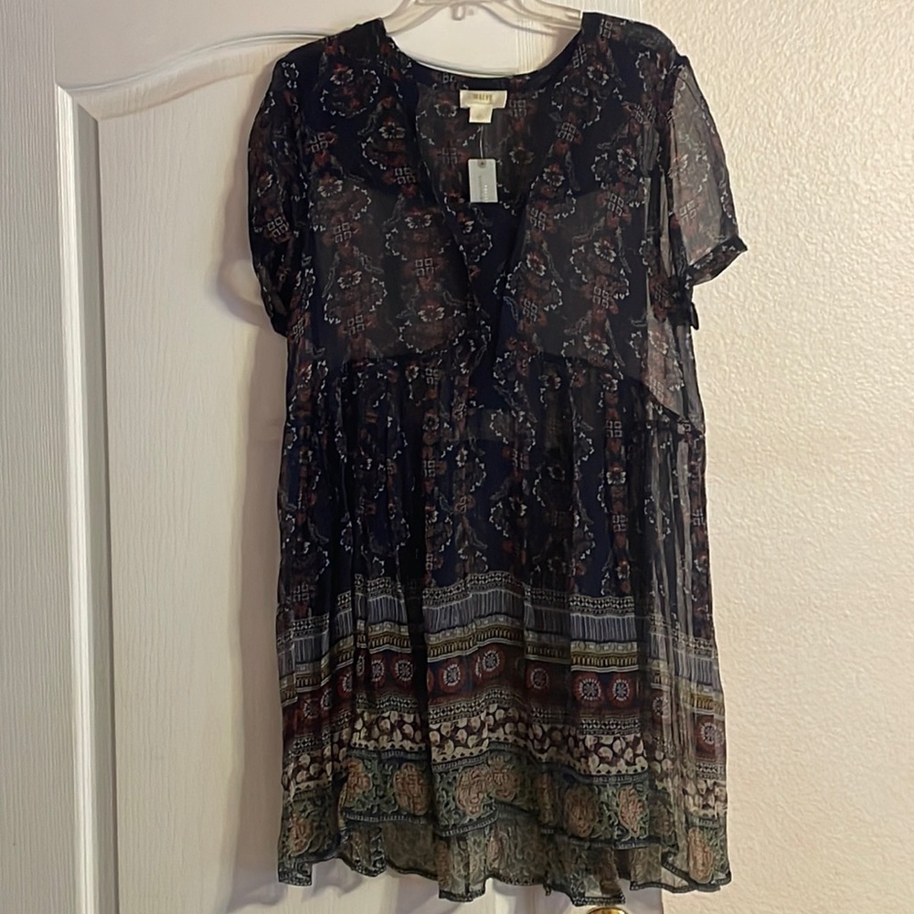 Anthropologie Navy patterned dress